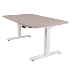 160x80 cm Höhenverstellbarer Schreibtisch mit 25mm einteiliger Tischplatte Toffee, elektrisch, Weißes Gestell