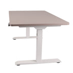 160x80 cm Höhenverstellbarer Schreibtisch mit 25mm einteiliger Tischplatte Toffee, elektrisch, Weißes Gestell