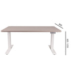 160x80 cm Höhenverstellbarer Schreibtisch mit 25mm einteiliger Tischplatte Toffee, elektrisch, Weißes Gestell-Brötter.de