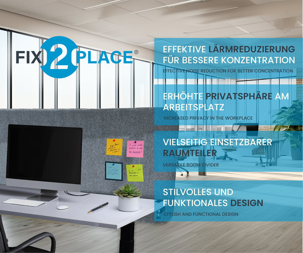 160x65cm Akustik Trennwand Cadet Gray, Sichtschutz, Schallschutz und Privatsphäre