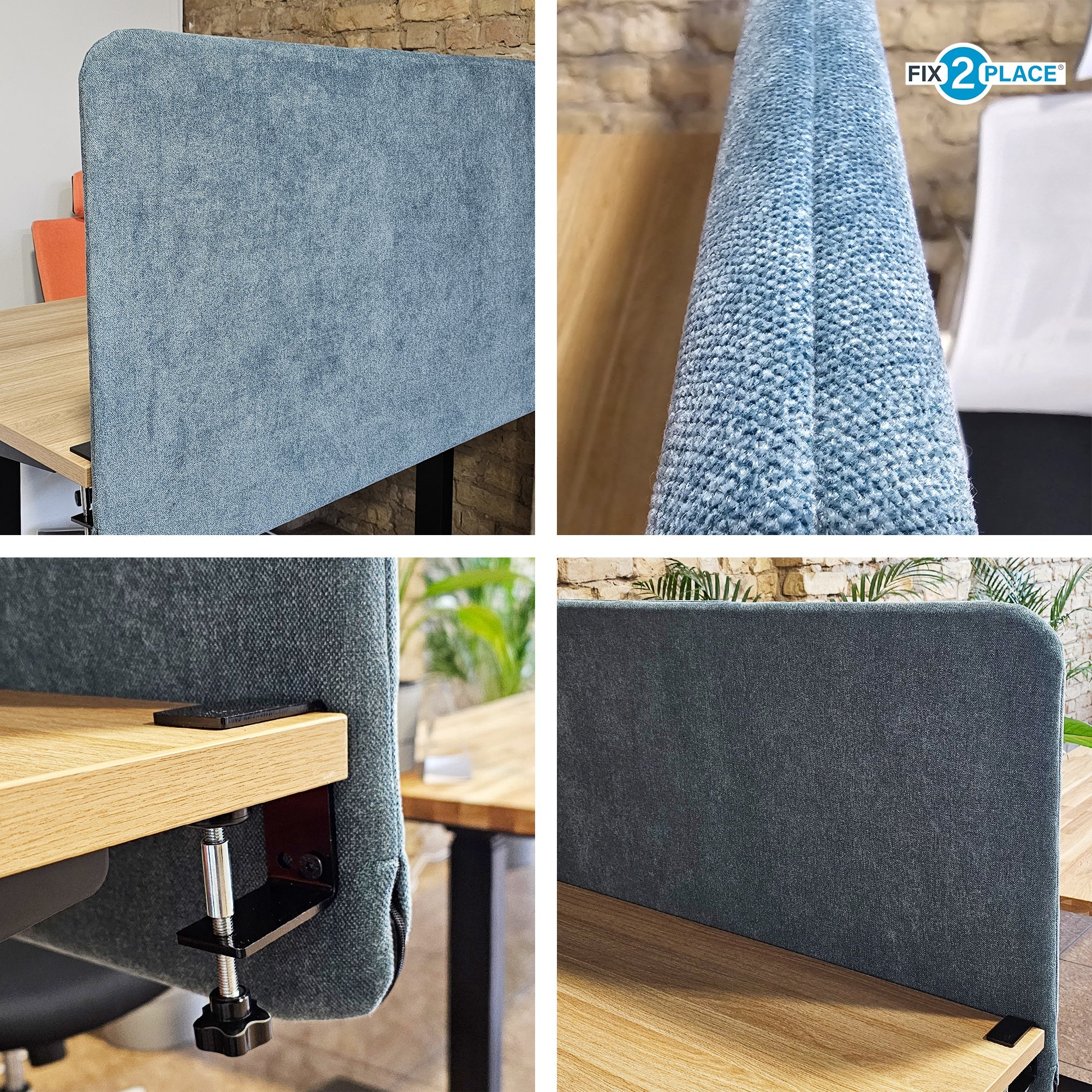 120x65cm Akustik Trennwand Cadet Gray, Sichtschutz, Schallschutz und Privatsphäre