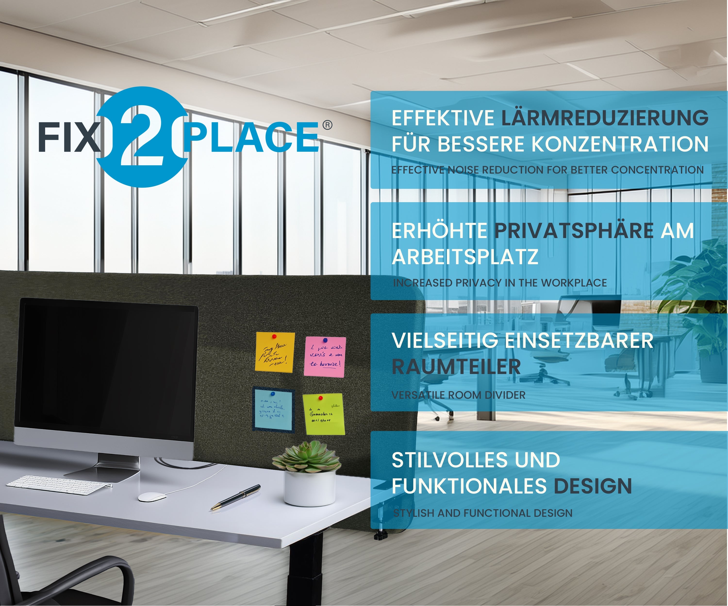 180x65cm Akustik Trennwand Dark Olive Green, Sichtschutz, Schallschutz und Privatsphäre