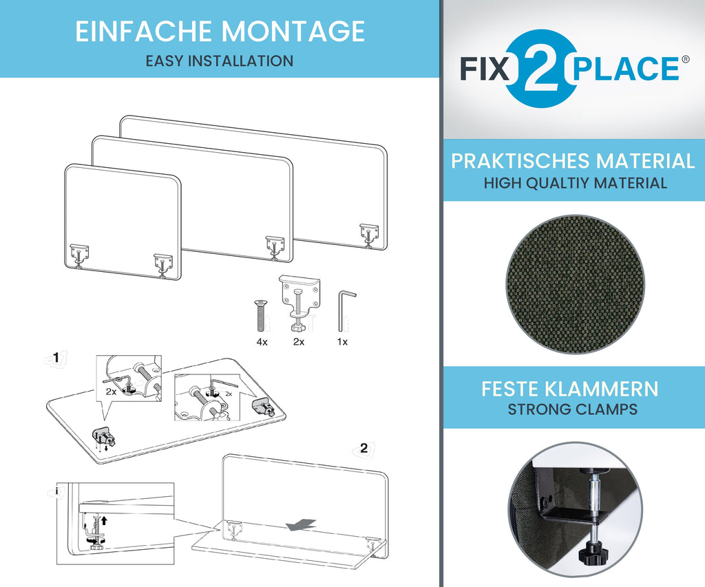 160x65cm Akustik Trennwand Dark Olive Green, Sichtschutz, Schallschutz und Privatsphäre