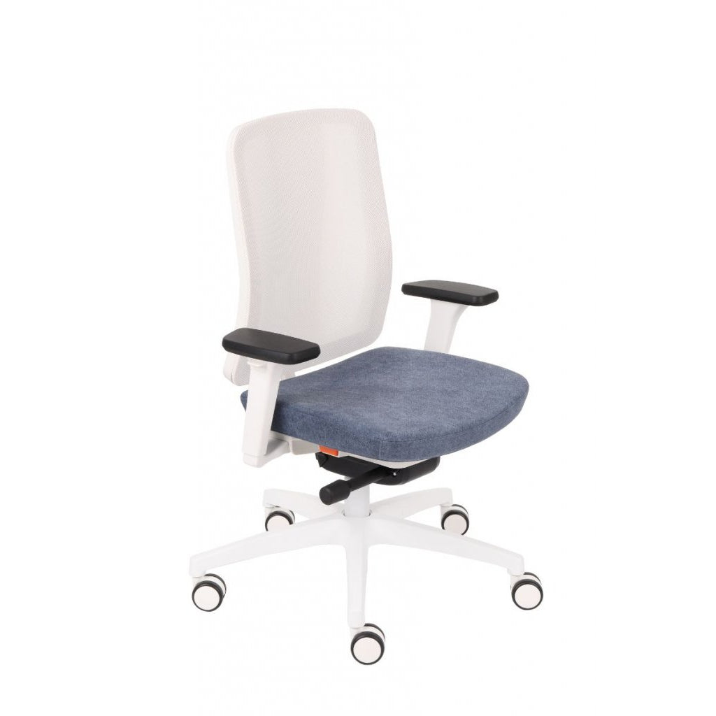 ErgoJunior Ergonomischer Kinderdrehstuhl mit Netz-Rückenlehne, von 10 bis 16 Jahren, Weisses Gestell
