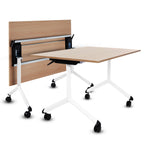 Klappbarer Bürotisch mit 360° Feststell-Rollen | 180 x 90 cm Sonoma-Eiche | Weisses Gestell | 6 Stk.-Brötter.de