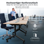 Klappbarer Bürotisch mit 360° Feststell-Rollen | 120 x 80 cm Sonoma-Eiche | Schwarzes Gestell | 4 Stk.-Brötter.de
