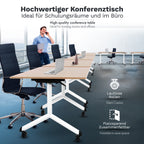 Klappbarer Bürotisch mit 360° Feststell-Rollen | 180 x 90 cm Sonoma-Eiche | Weisses Gestell | 4 Stk.-Brötter.de