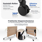Klappbarer Bürotisch mit 360° Feststell-Rollen | 120 x 80 cm Sonoma-Eiche | Graues Gestell | 4 Stk.-Brötter.de