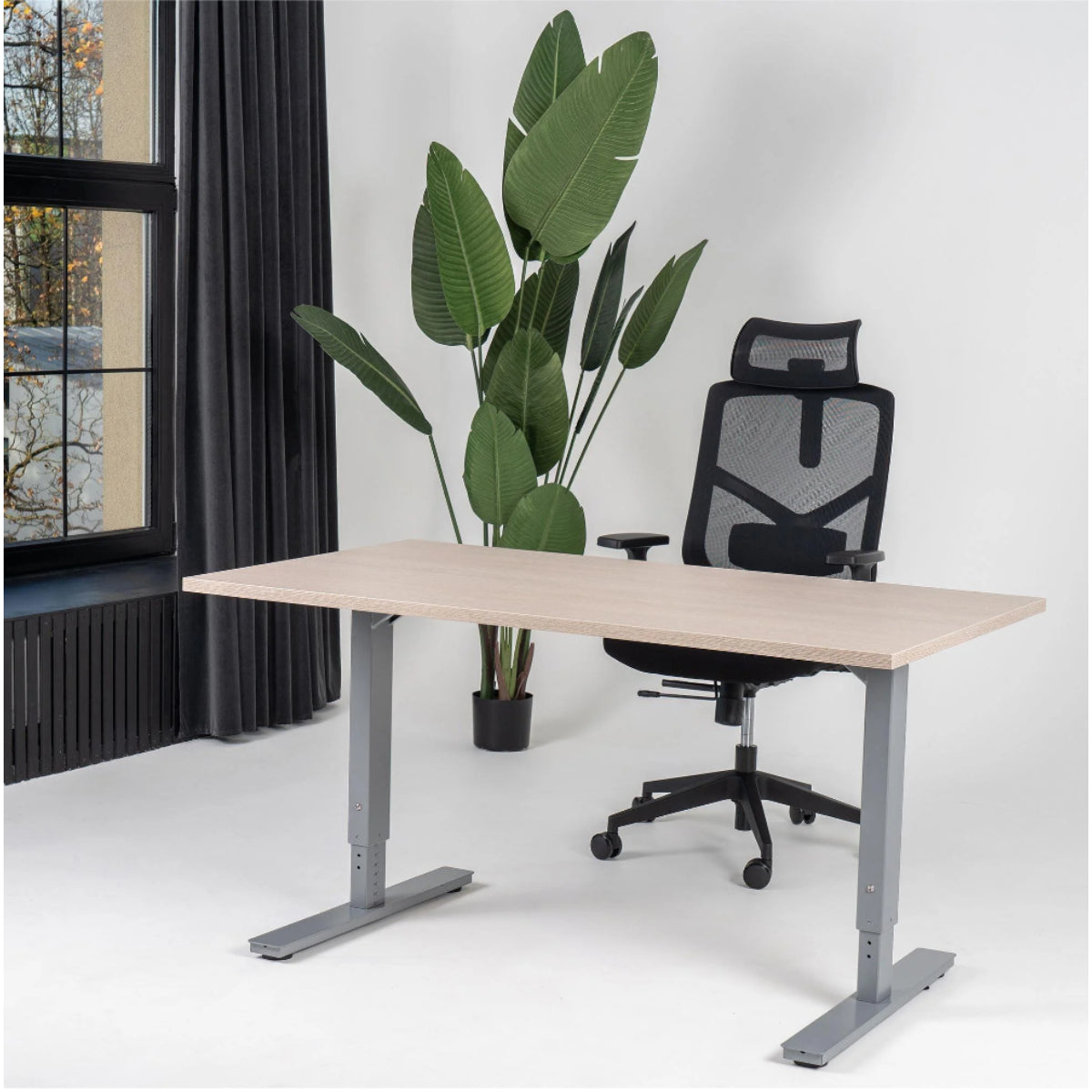 180x80 cm manuell Einstellbarer Schreibtisch FORZA Line, Graues Gestell