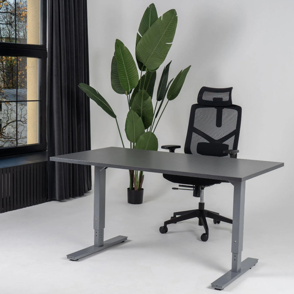 180x80 cm manuell Einstellbarer Schreibtisch FORZA Line, Graues Gestell