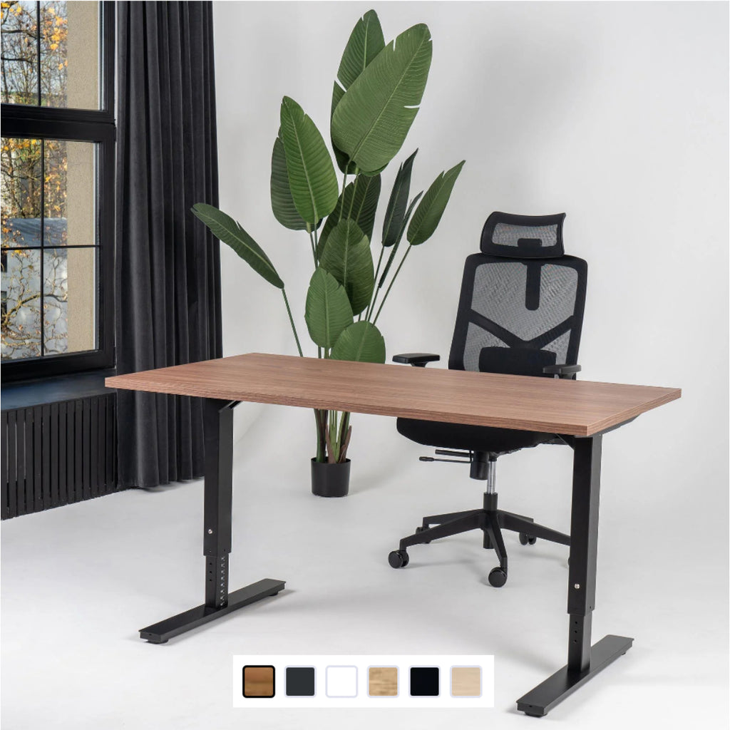 180x80 cm manuell Einstellbarer Schreibtisch FORZA Line, Schwarzes Gestell