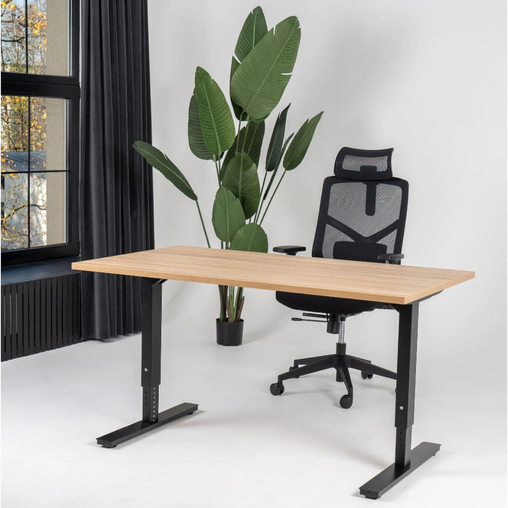 180x80 cm manuell Einstellbarer Schreibtisch FORZA Line, Schwarzes Gestell