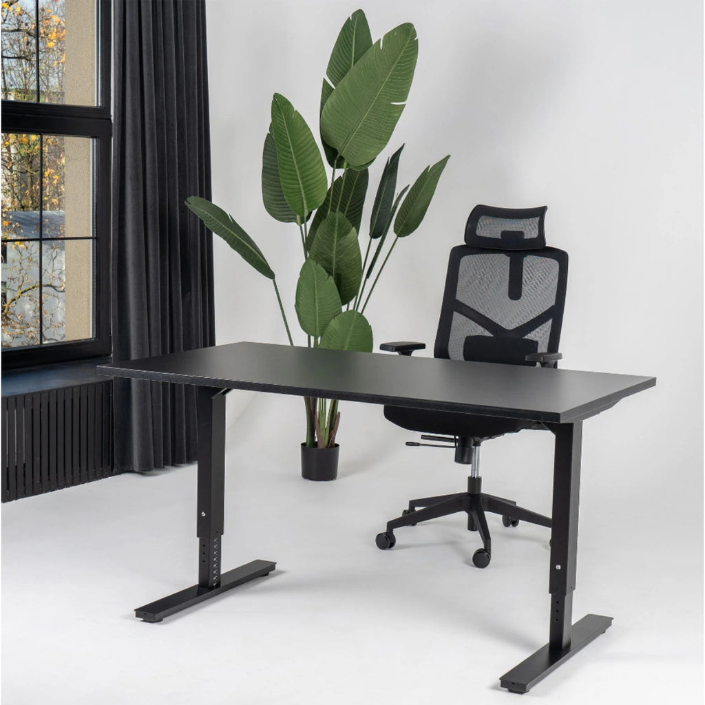180x80 cm manuell Einstellbarer Schreibtisch FORZA Line, Schwarzes Gestell