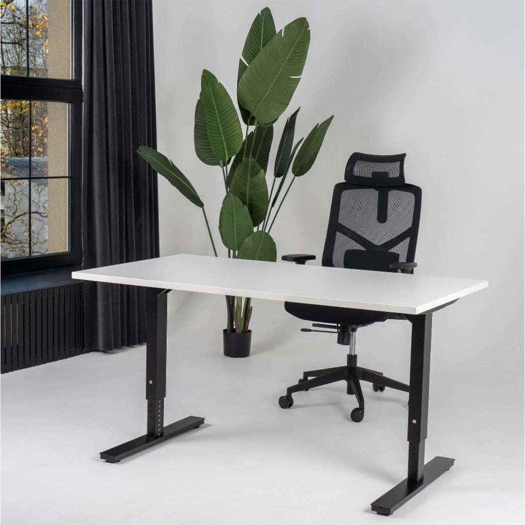 180x80 cm manuell Einstellbarer Schreibtisch FORZA Line, Schwarzes Gestell