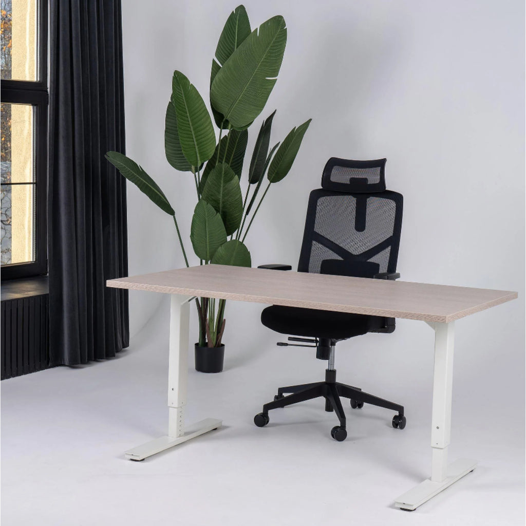 180x80 cm manuell Einstellbarer Schreibtisch FORZA Line, Wießes Gestell