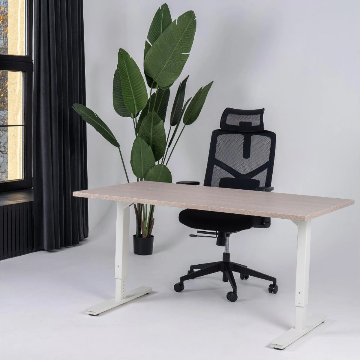 180x80 cm manuell Einstellbarer Schreibtisch FORZA Line, Wießes Gestell