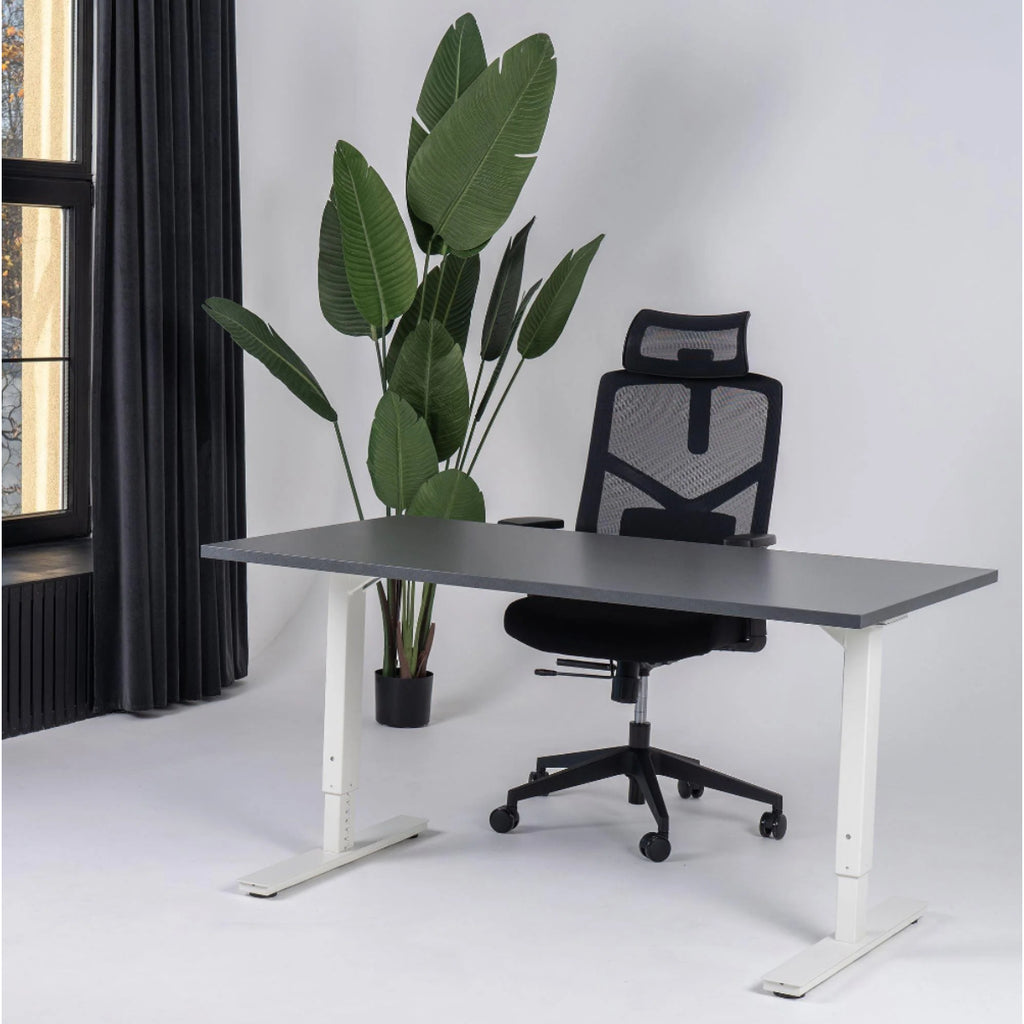180x80 cm manuell Einstellbarer Schreibtisch FORZA Line, Wießes Gestell