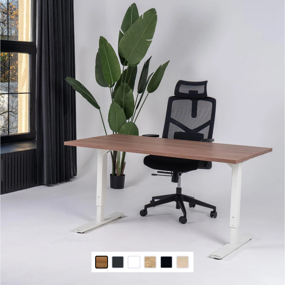 180x80 cm manuell Einstellbarer Schreibtisch FORZA Line, Wießes Gestell