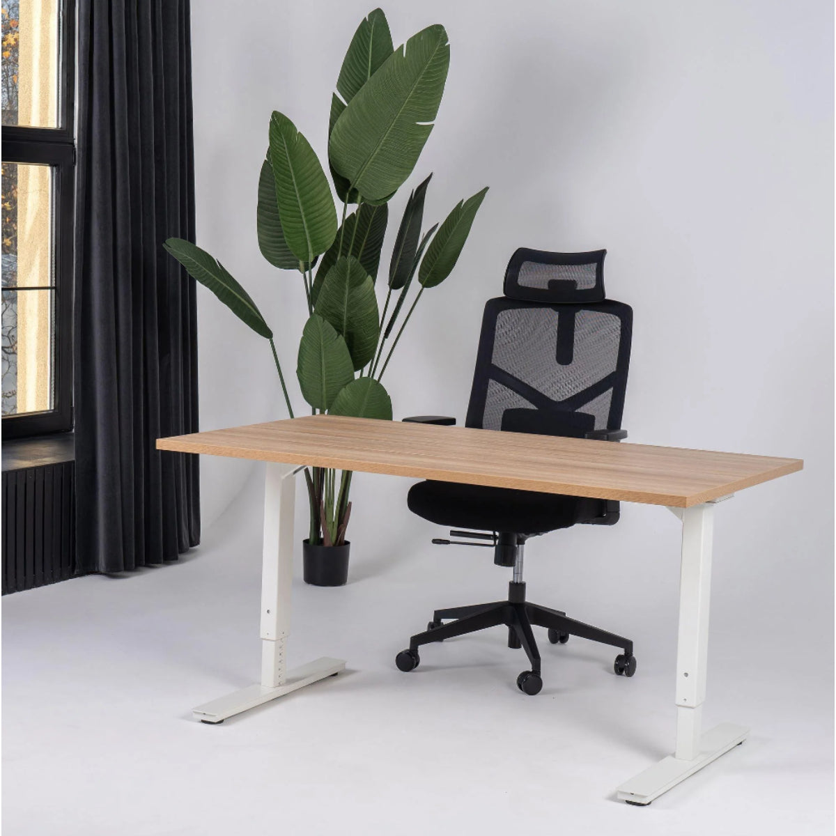 180x80 cm manuell Einstellbarer Schreibtisch FORZA Line, Wießes Gestell
