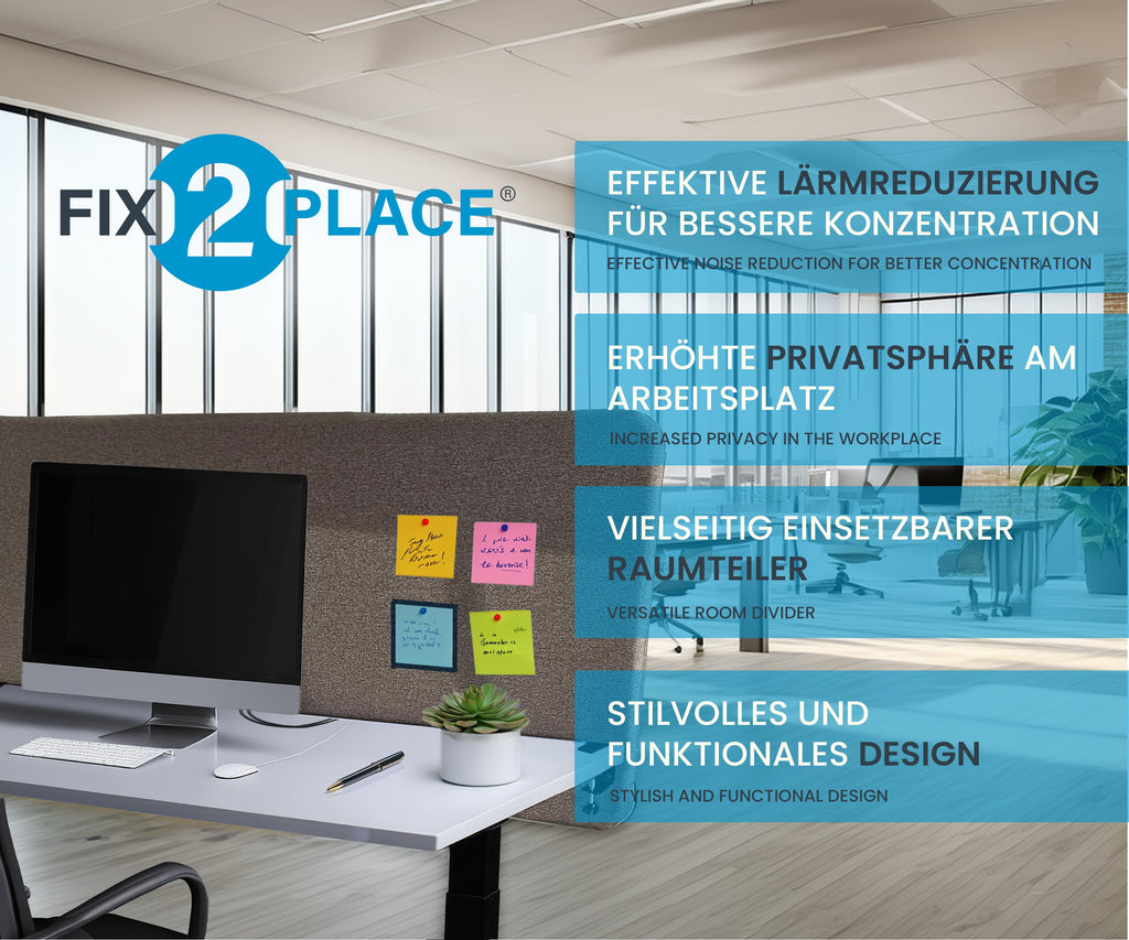 120x65cm Akustik Trennwand Granite Gray, Sichtschutz, Schallschutz und Privatsphäre