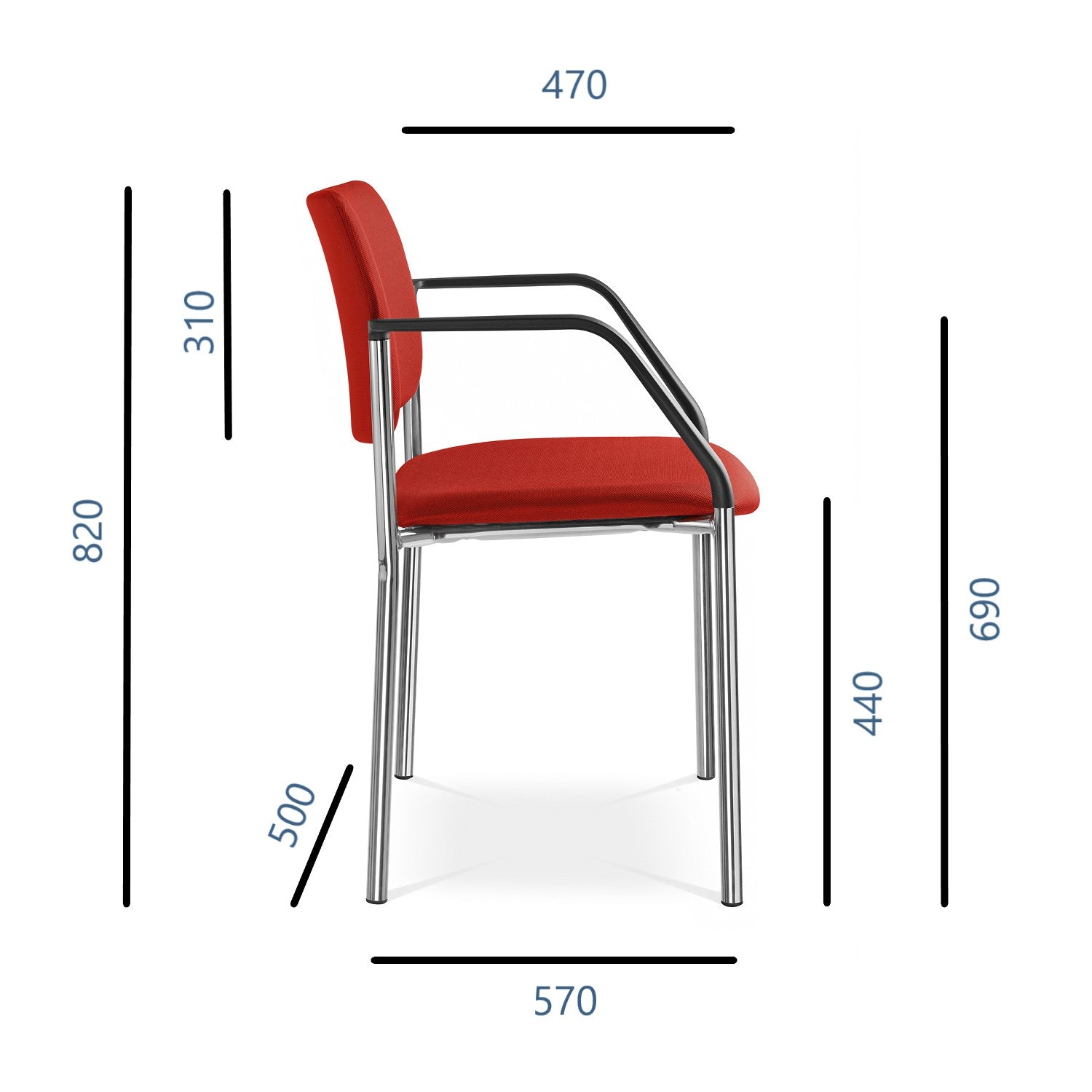 Konferenzstuhl CONFERENCE 155 | Stabil und Langlebig | Stahluntergestell | Schichtholz gepolstert | stapelbar | 4er Set-Brötter.de