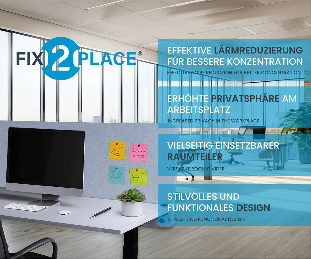 120x65cm Akustik Trennwand Light Gray, Sichtschutz, Schallschutz und Privatsphäre