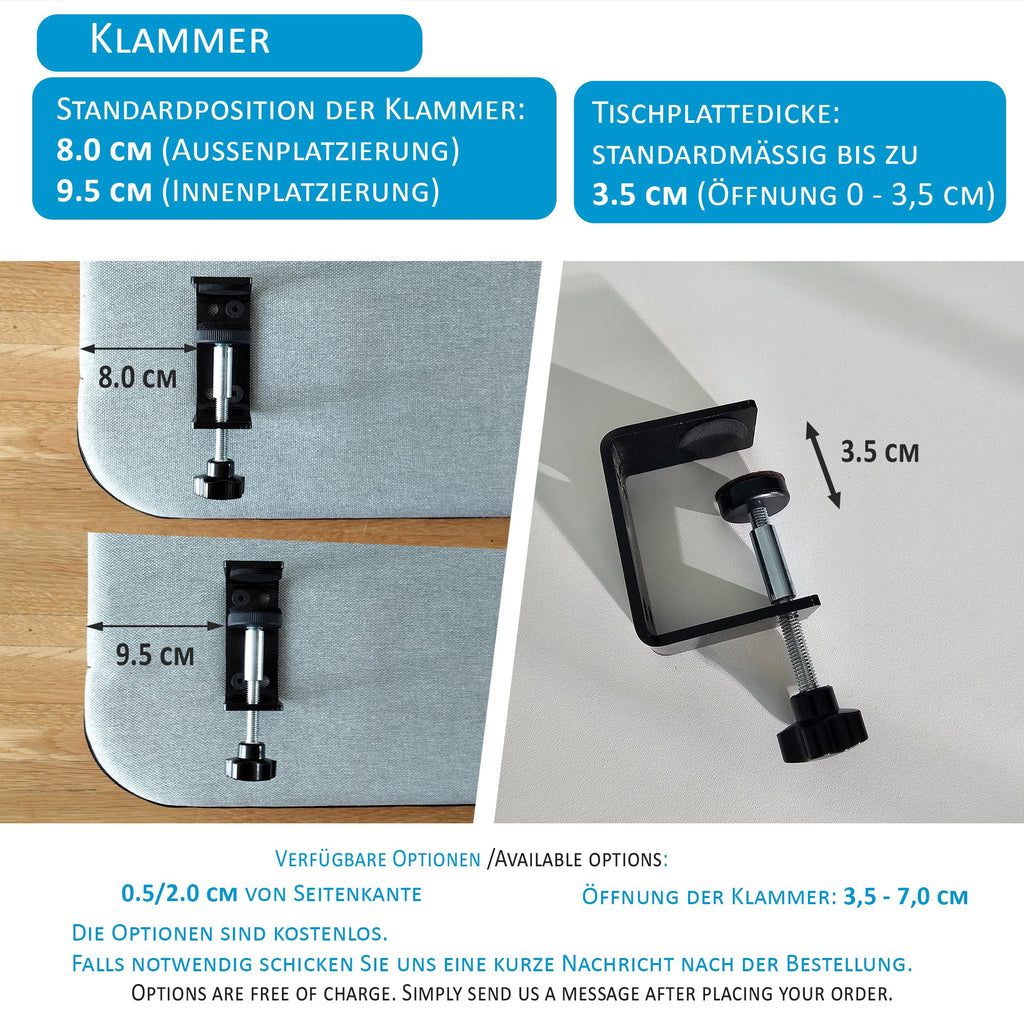 180x65cm Akustik Trennwand Light Gray, Sichtschutz, Schallschutz und Privatsphäre