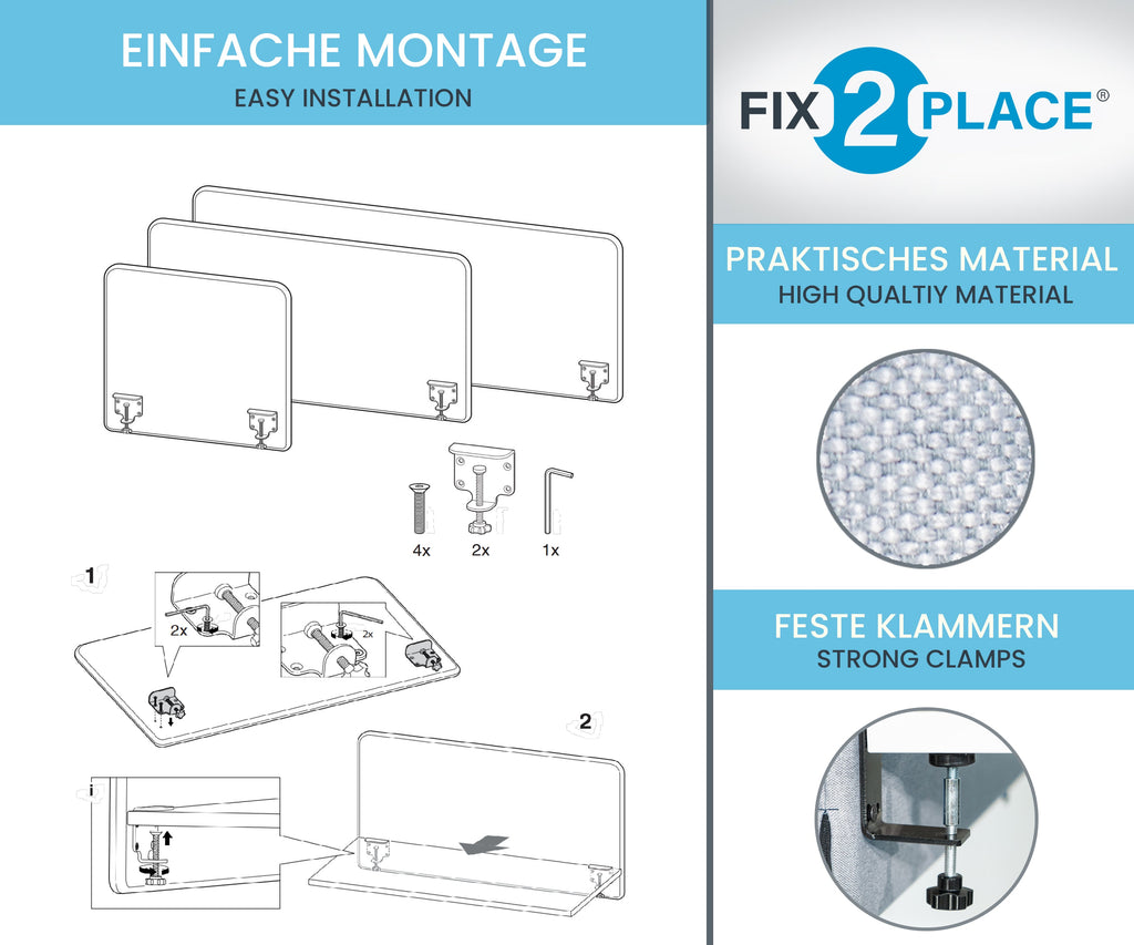 140x65cm Akustik Trennwand Light Gray, Sichtschutz, Schallschutz und Privatsphäre