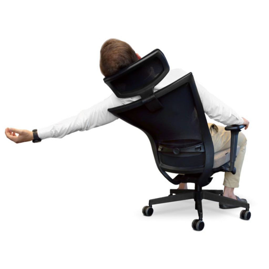 Marti Hygge Blue Bürostuhl Ergonomisch mit Netz- oder gepolsterter Rückenlehne, Weisses Gestell, Chrome