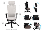Marti Bürostuhl Ergonomisch mit Netz- oder gepolsterter Rückenlehne, Weisses Gestell, Chrome