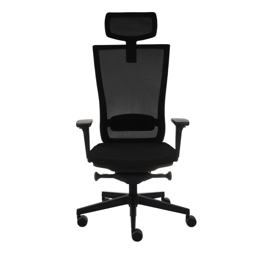 Marti Note Black Bürostuhl Ergonomisch mit Netz- oder gepolsterter Rückenlehne, Schwarzes Gestell