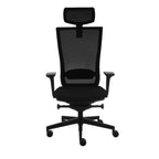 Marti Note Black Bürostuhl Ergonomisch mit Netz- oder gepolsterter Rückenlehne, Schwarzes Gestell