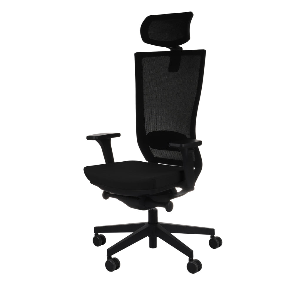 Marti Note Black Bürostuhl Ergonomisch mit Netz- oder gepolsterter Rückenlehne, Schwarzes Gestell