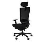 Marti Note Black Bürostuhl Ergonomisch mit Netz- oder gepolsterter Rückenlehne, Schwarzes Gestell