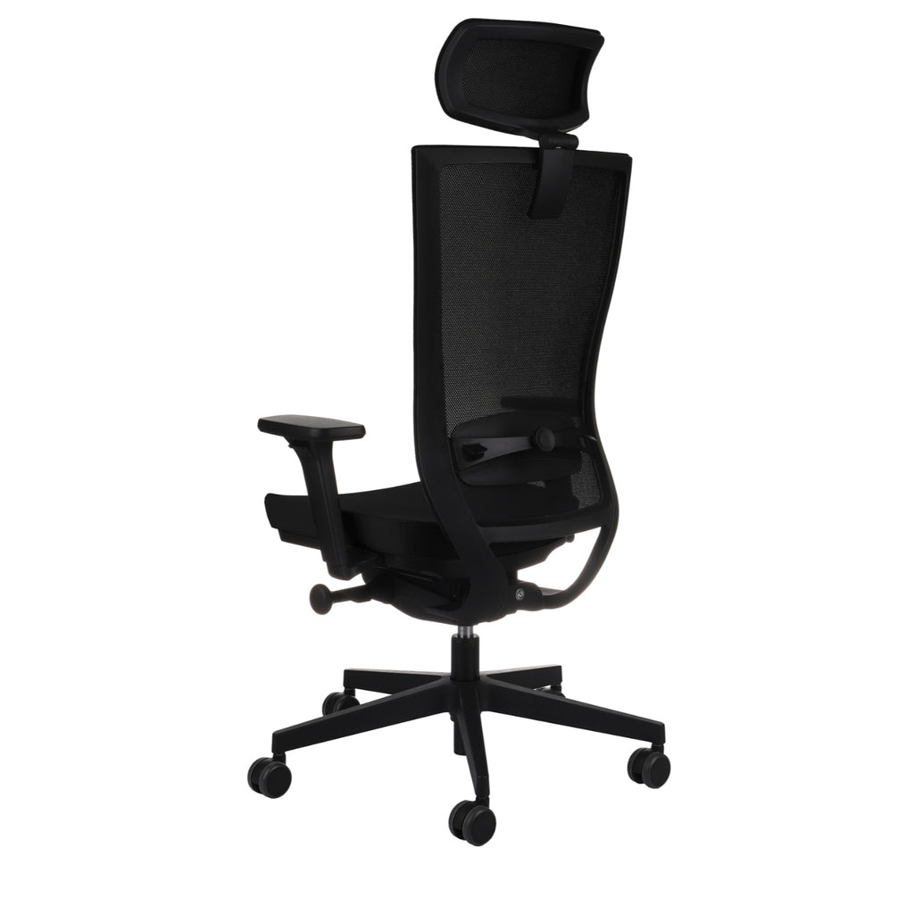 Marti Note Black Bürostuhl Ergonomisch mit Netz- oder gepolsterter Rückenlehne, Schwarzes Gestell