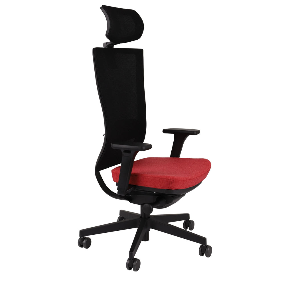 Marti HD Synergy Red Bürostuhl Ergonomisch mit Netzbespannung, Schwarzes Gestell-Brötter.de