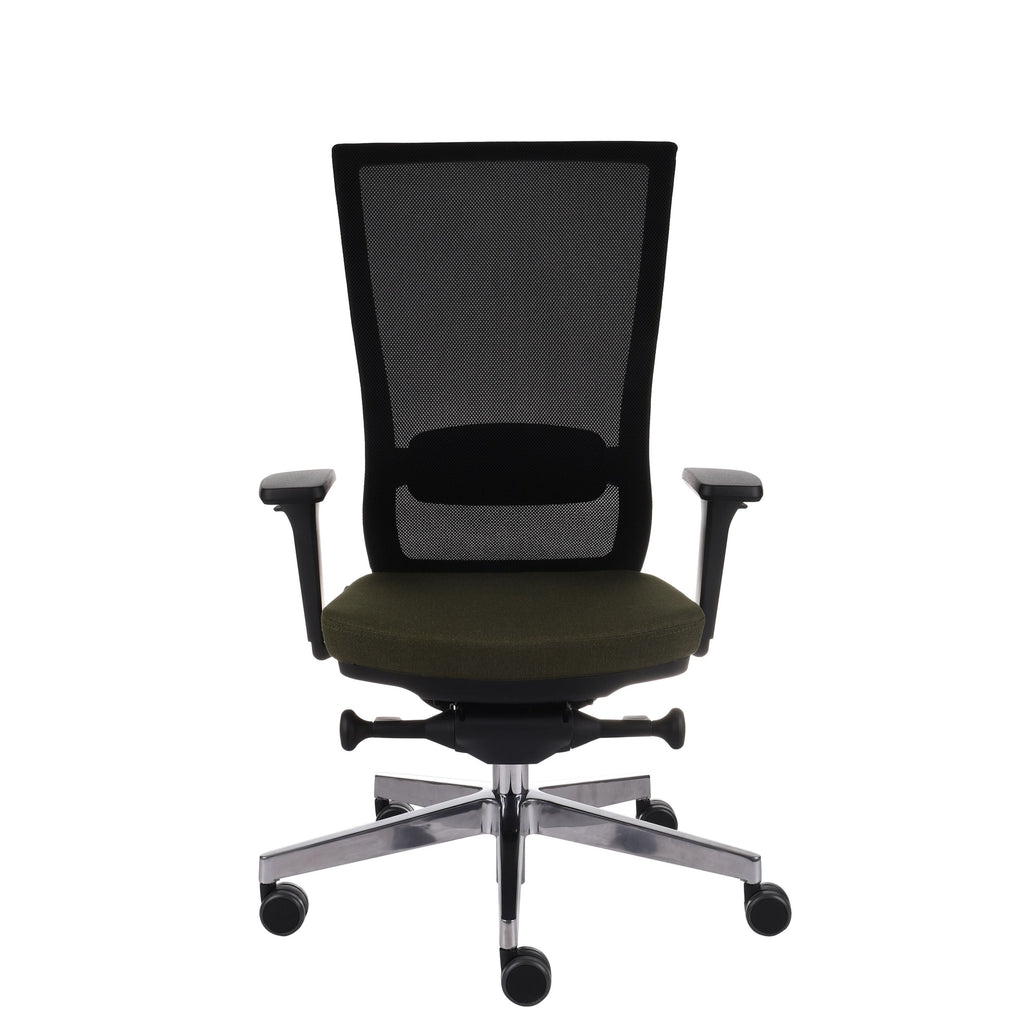 Marti HD Chrome Hygge Moss Green Bürostuhl Ergonomisch mit Netzbespannung, Schwarzes Gestell, Chrome Fußkreuz-Brötter.de