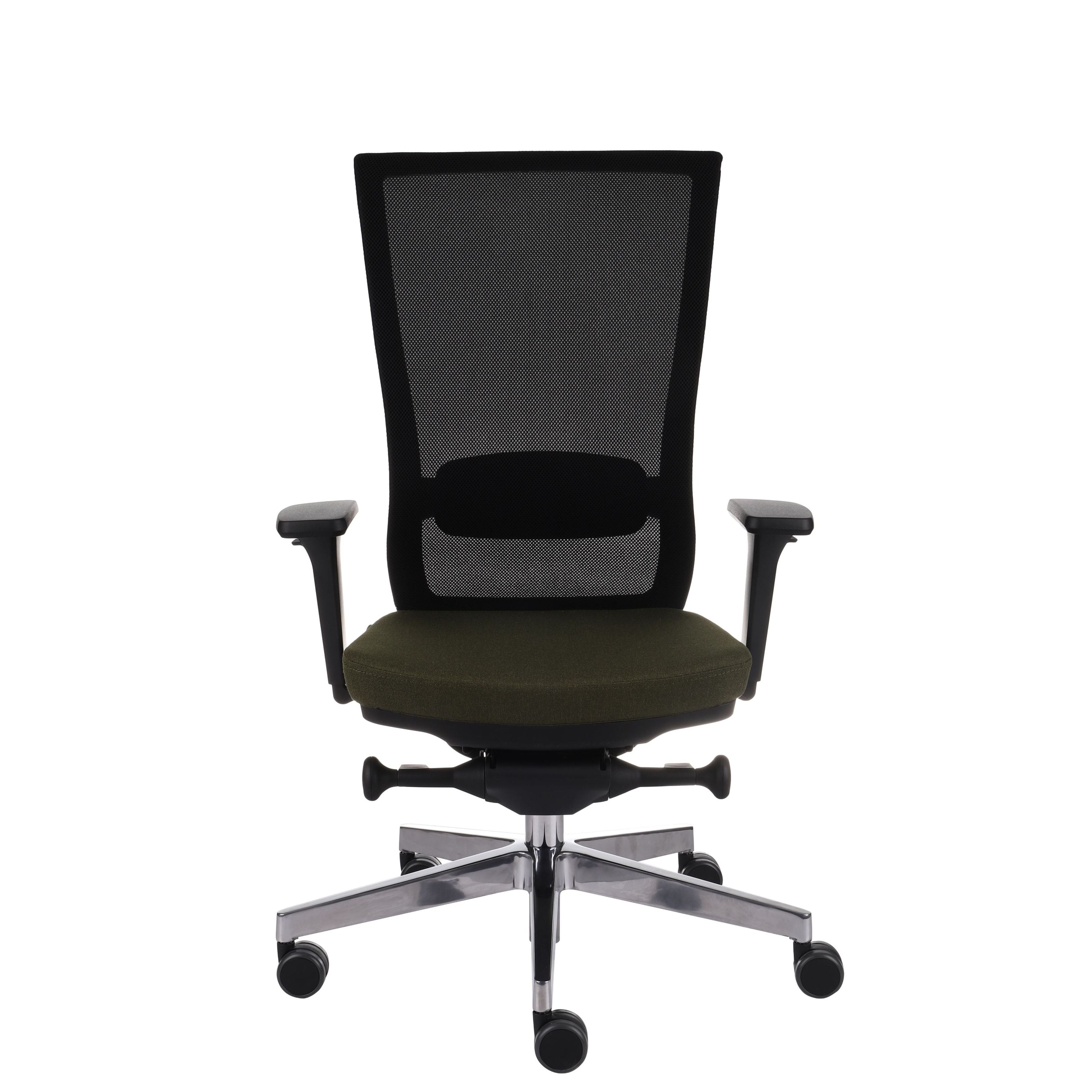 Marti HD Chrome Hygge Moss Green Bürostuhl Ergonomisch mit Netzbespannung, Schwarzes Gestell, Chrome Fußkreuz-Brötter.de