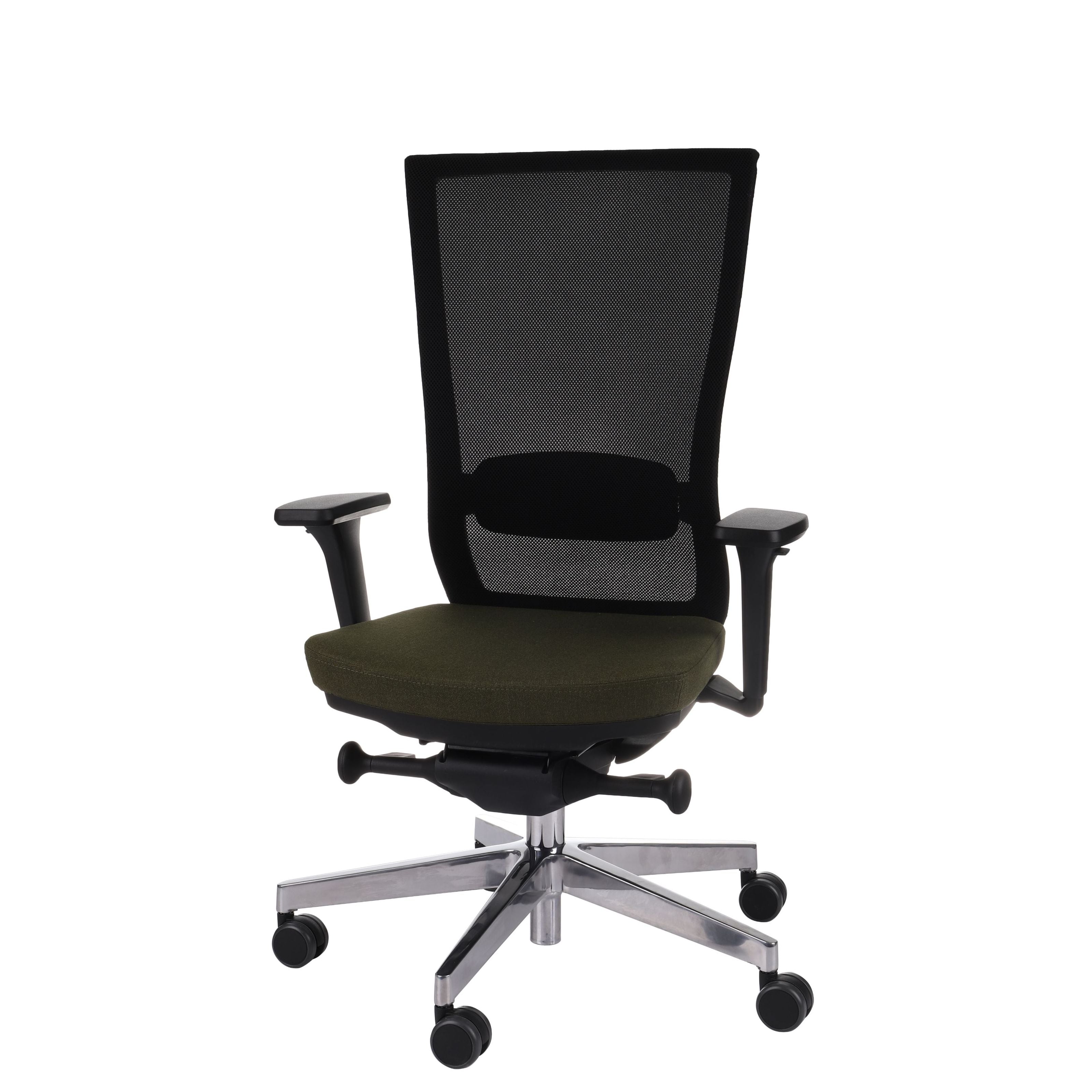 Marti HD Chrome Hygge Moss Green Bürostuhl Ergonomisch mit Netzbespannung, Schwarzes Gestell, Chrome Fußkreuz-Brötter.de