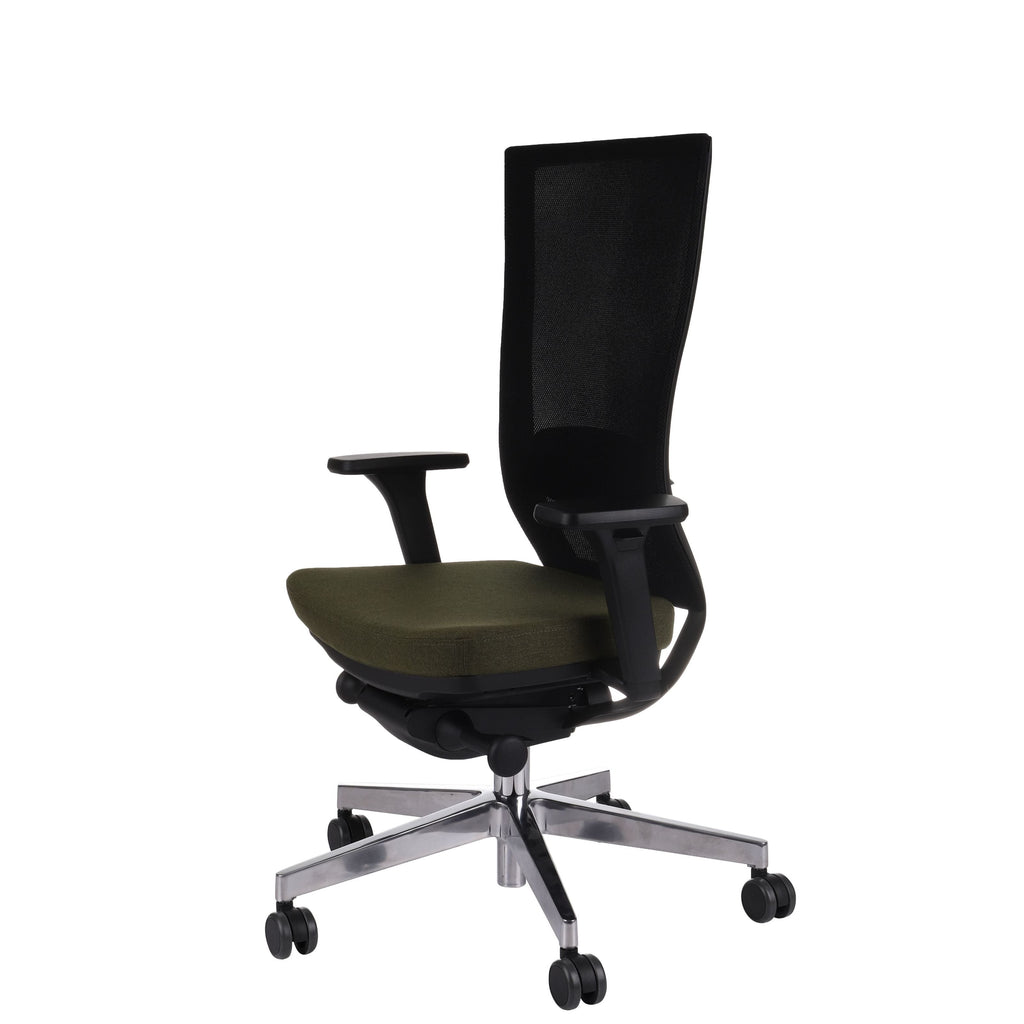 Marti HD Chrome Hygge Moss Green Bürostuhl Ergonomisch mit Netzbespannung, Schwarzes Gestell, Chrome Fußkreuz-Brötter.de