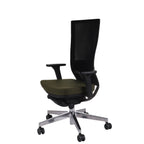Marti HD Chrome Hygge Moss Green Bürostuhl Ergonomisch mit Netzbespannung, Schwarzes Gestell, Chrome Fußkreuz-Brötter.de
