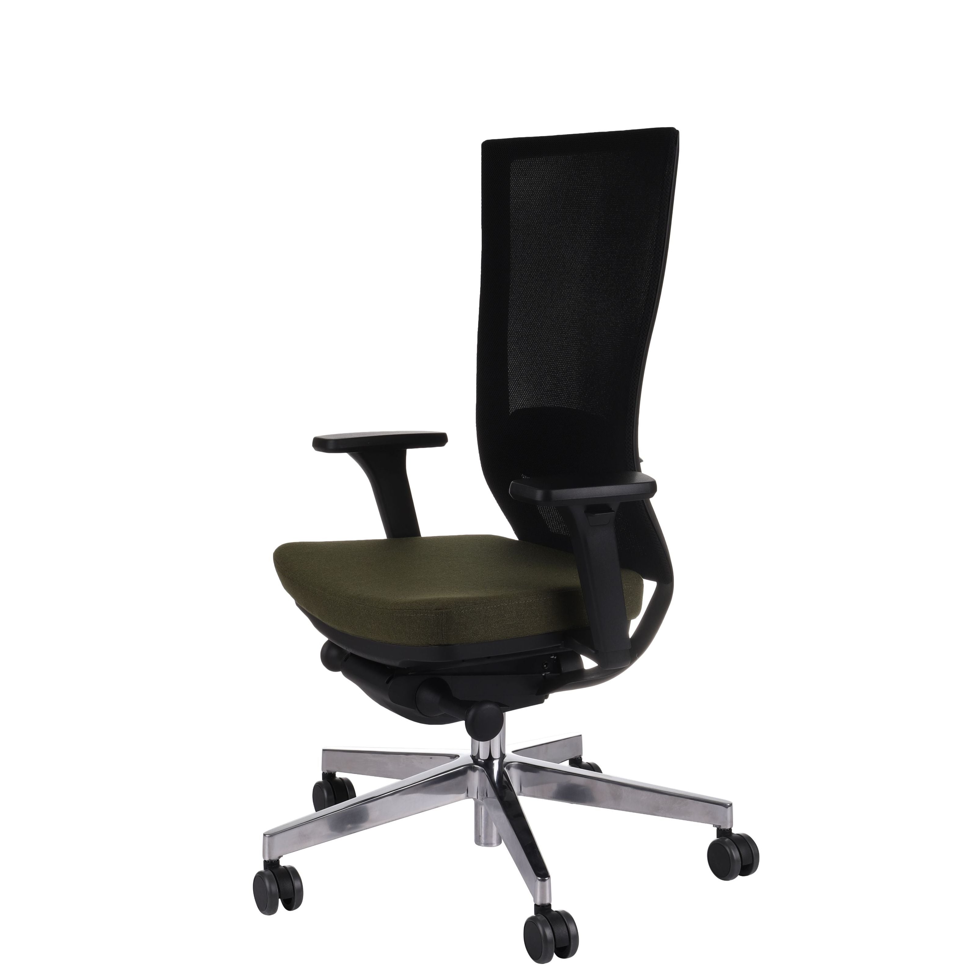 Marti HD Chrome Hygge Moss Green Bürostuhl Ergonomisch mit Netzbespannung, Schwarzes Gestell, Chrome Fußkreuz-Brötter.de