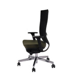 Marti HD Chrome Hygge Moss Green Bürostuhl Ergonomisch mit Netzbespannung, Schwarzes Gestell, Chrome Fußkreuz-Brötter.de