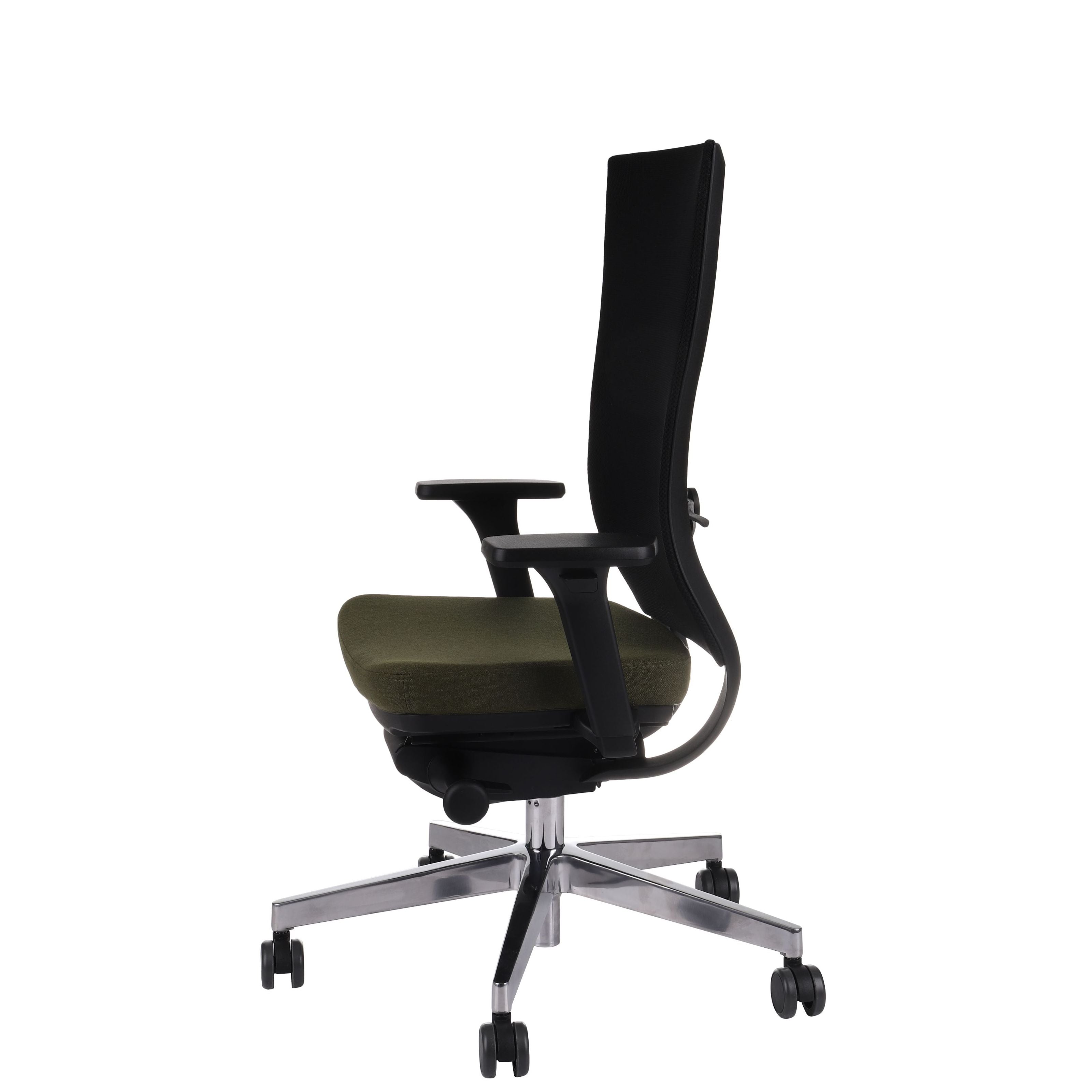 Marti HD Chrome Hygge Moss Green Bürostuhl Ergonomisch mit Netzbespannung, Schwarzes Gestell, Chrome Fußkreuz-Brötter.de