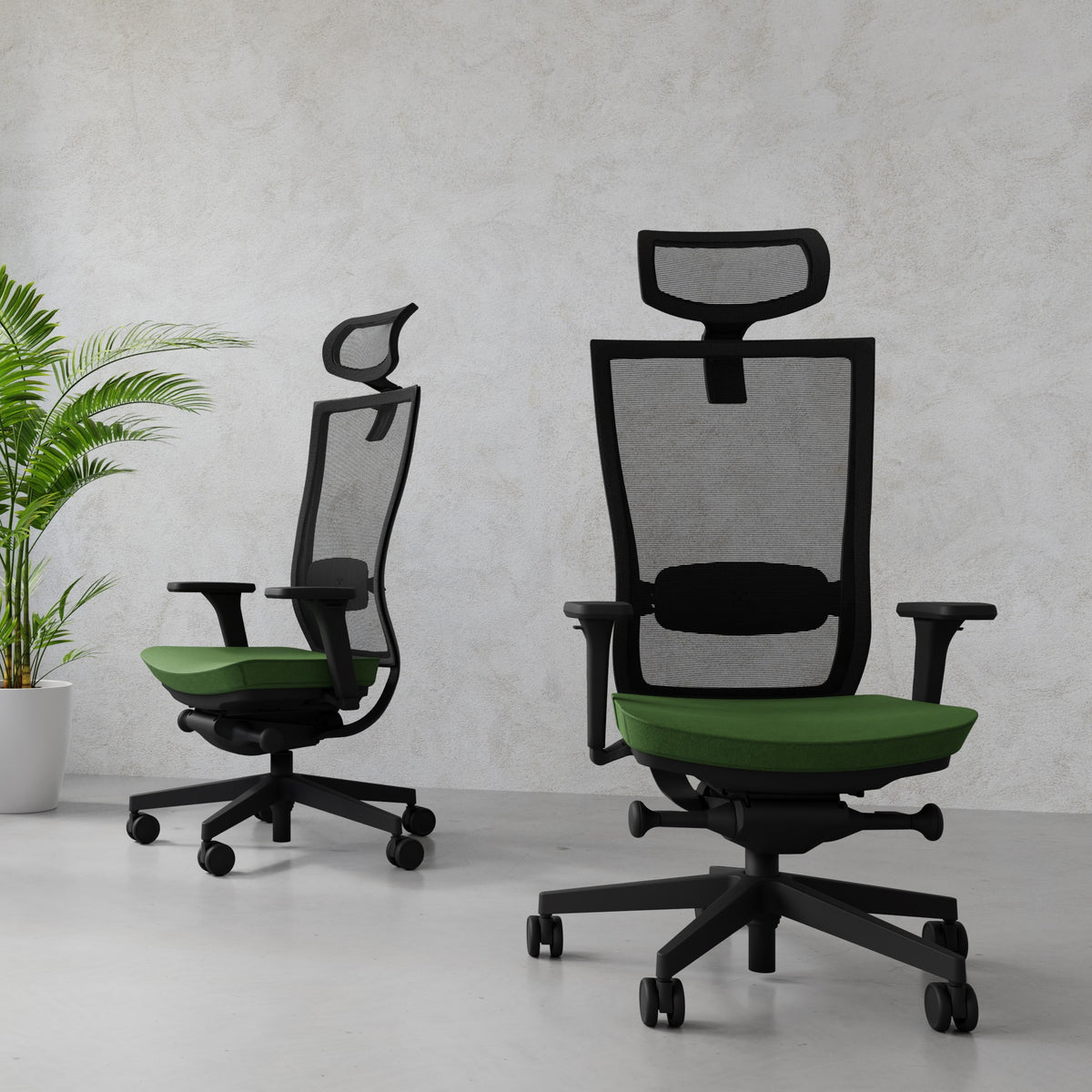 Marti Note Green Bürostuhl Ergonomisch mit Netz- oder gepolsterter Rückenlehne, Schwarzes Gestell
