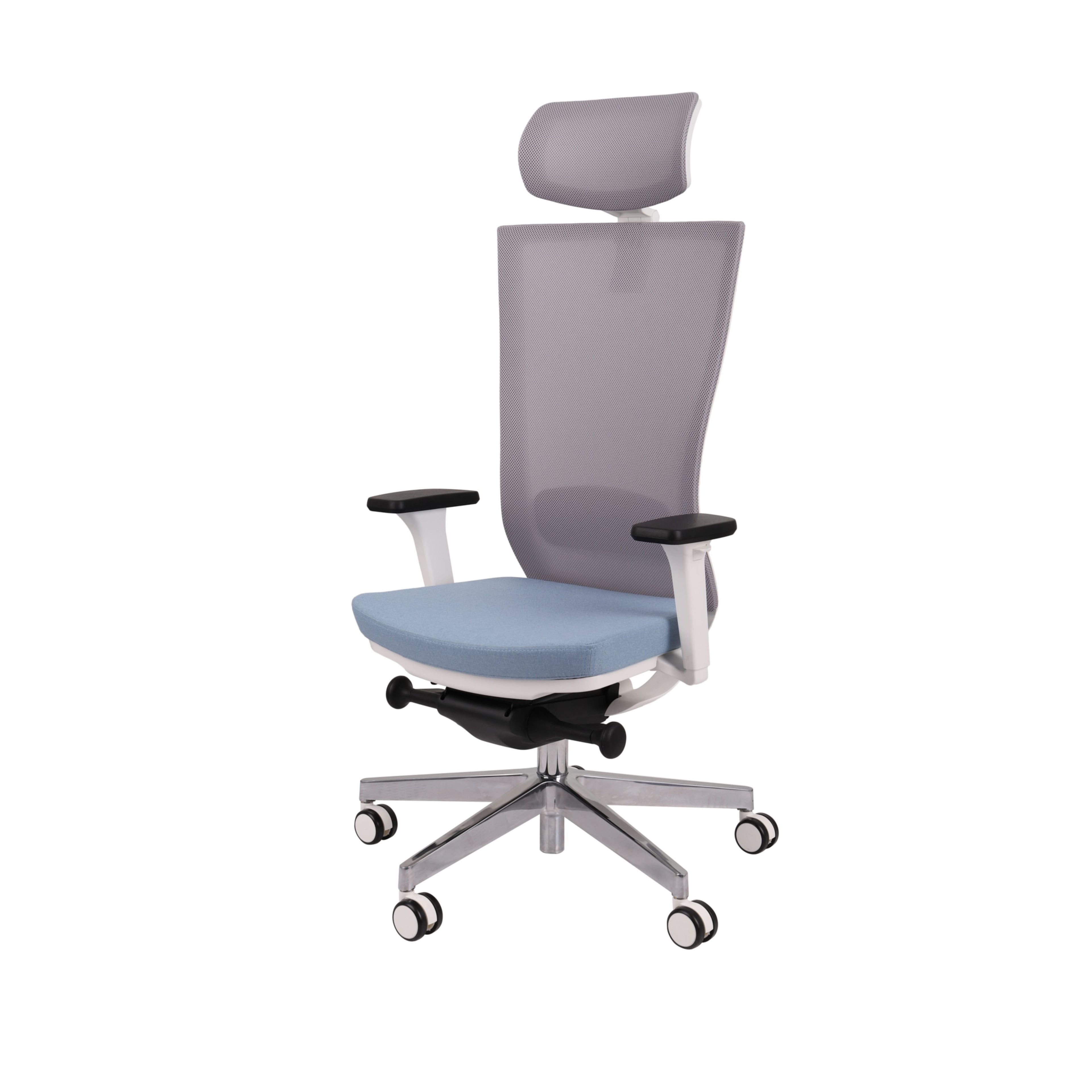Marti Bürostuhl Ergonomisch mit Netz- oder gepolsterter Rückenlehne, Weisses Gestell, Chrome
