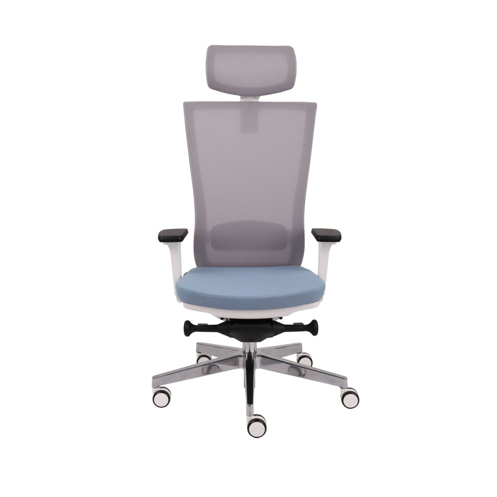 Marti Bürostuhl Ergonomisch mit Netz- oder gepolsterter Rückenlehne, Weisses Gestell, Chrome