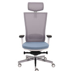 Marti HD WS Chrome Hygge Blue Bürostuhl Ergonomisch mit Netzbespannung, Weisses Gestell, Chrome Fußkreuz-Brötter.de