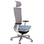 Marti HD WS Chrome Hygge Blue Bürostuhl Ergonomisch mit Netzbespannung, Weisses Gestell, Chrome Fußkreuz-Brötter.de