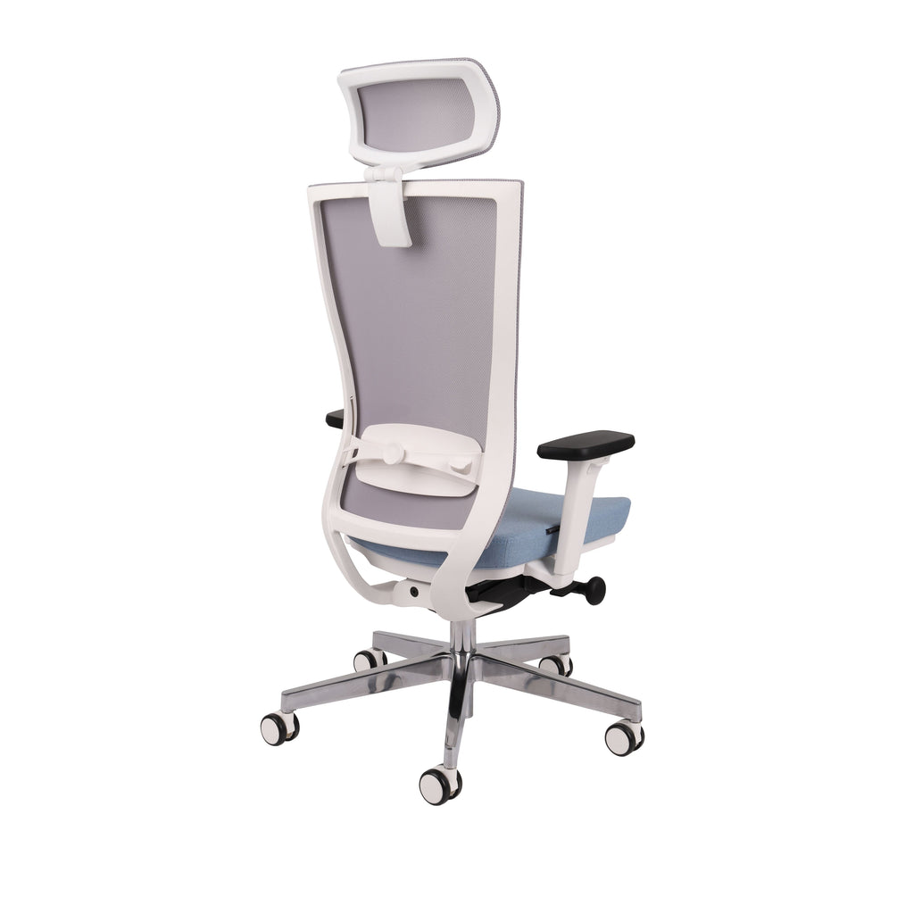 Marti Bürostuhl Ergonomisch mit Netz- oder gepolsterter Rückenlehne, Weisses Gestell, Chrome